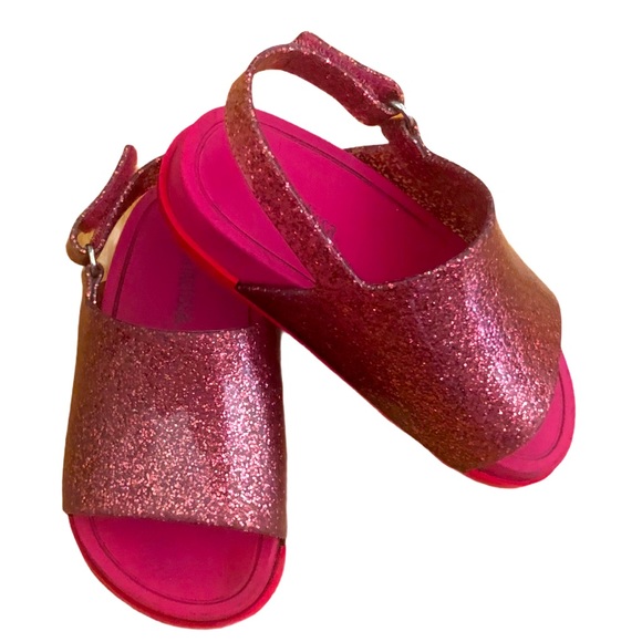 MINI MELISSA Pink Glitter Beach Slide Sandal-Size 7 (toddler) - Picture 2 of 7